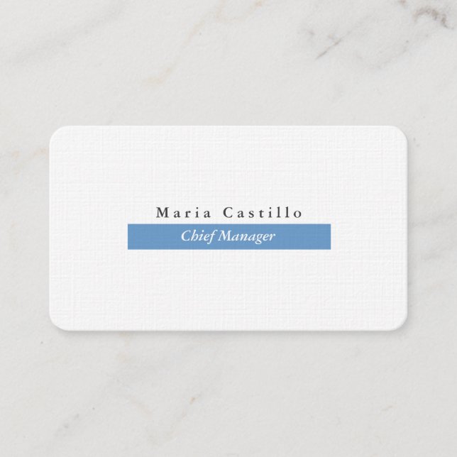 Plain Elegant Blue Grey White Minimalist Design Business Card (Front)