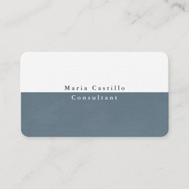 Plain Elegant Blue Grey White Minimalist Modern Business Card (Front)