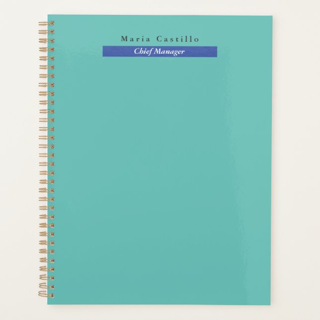 Plain Elegant Blue Minimalist Design Planner (Front)