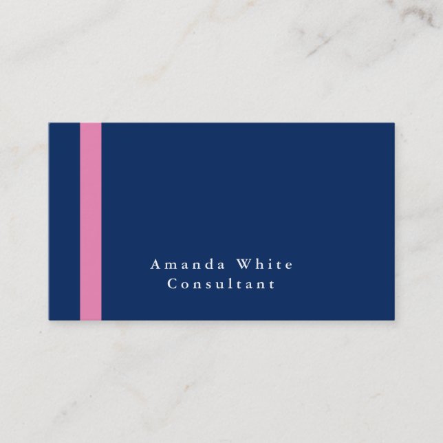 Plain Elegant Blue Pink Professional Modern Business Card (Front)