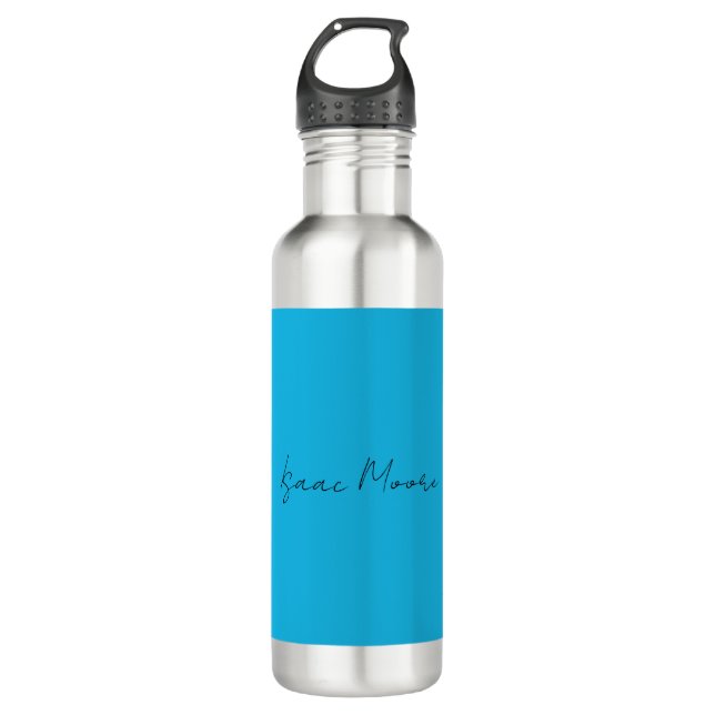 Plain Elegant Blue Script Calligraphy Name 710 Ml Water Bottle (Front)