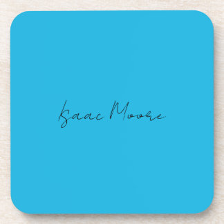 Plain Elegant Blue Script Calligraphy Name Coaster