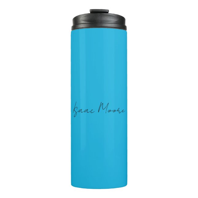 Plain Elegant Blue Script Calligraphy Name Thermal Tumbler (Front)