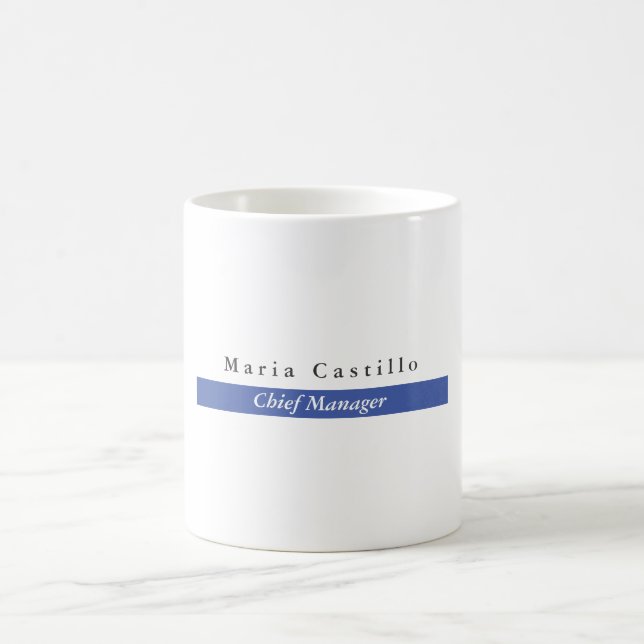 Plain Elegant Blue White Minimalist Design Coffee Mug (Center)