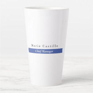 Plain Elegant Blue White Minimalist Design Latte Mug