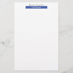Plain Elegant Blue White Minimalist Design Stationery
