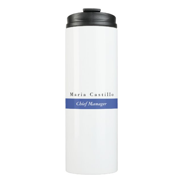 Plain Elegant Blue White Minimalist Design Thermal Tumbler (Front)