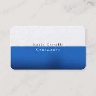 Plain Elegant Blue White Minimalist Premium Pearl Business Card