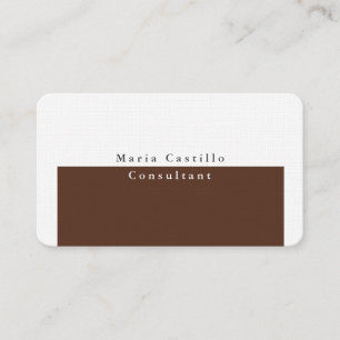 Plain Elegant Brown White Minimalist Design Business Card