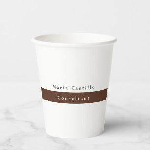 Plain Elegant Brown White Minimalist Paper Cups