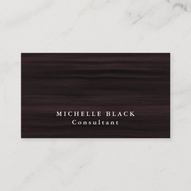 Plain Elegant Brown Wood Pattern Professional Business Card (Front)