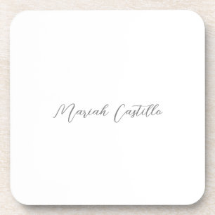Plain Elegant Calligraphy Script Minimalist Name Coaster