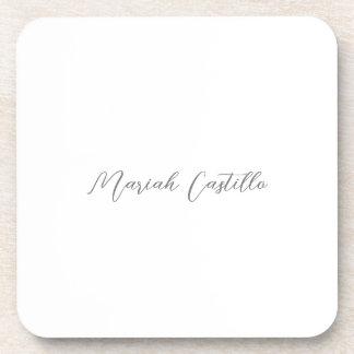 Plain Elegant Calligraphy Script Minimalist Name Coaster