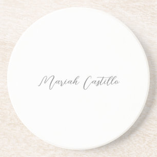 Plain Elegant Calligraphy Script Minimalist Name Coaster