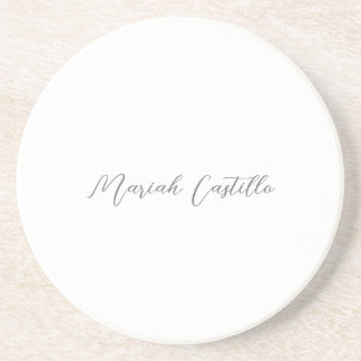 Plain Elegant Calligraphy Script Minimalist Name Coaster