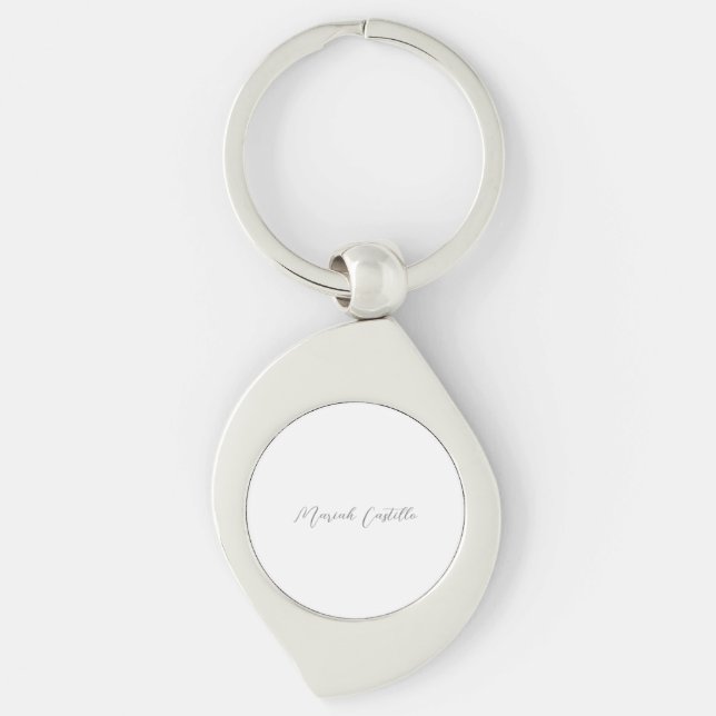 Plain Elegant Calligraphy Script Minimalist Name Key Ring (Front)