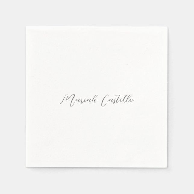 Plain Elegant Calligraphy Script Minimalist Name Napkin (Front)