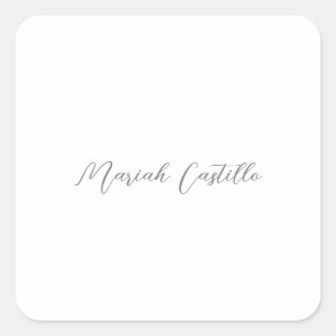 Plain Elegant Calligraphy Script Minimalist Name Square Sticker
