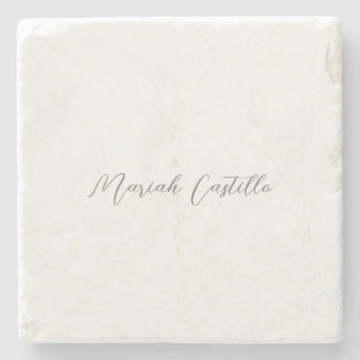 Plain Elegant Calligraphy Script Minimalist Name Stone Coaster