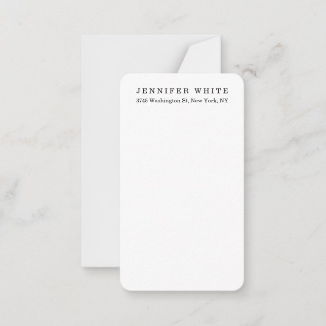 Plain Elegant Classical Black White Minimalist Card (Front)
