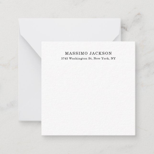 Plain Elegant Classical Black White Minimalist Card (Front)