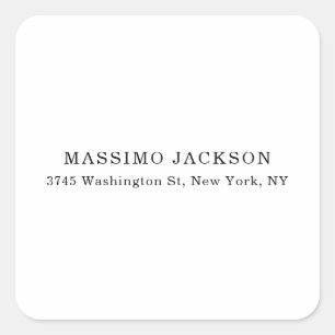 Plain Elegant Classical Black White Minimalist Square Sticker