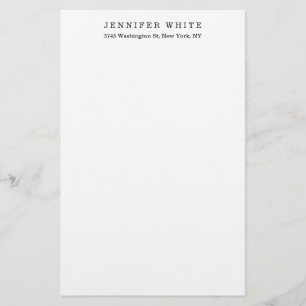 Plain Elegant Classical Black White Minimalist Stationery