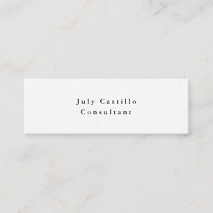Plain Elegant Classical White Minimalist Design Mini Business Card