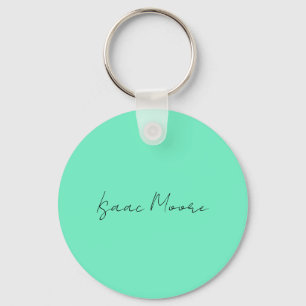 Plain Elegant Green Blue Script Calligraphy Name Key Ring