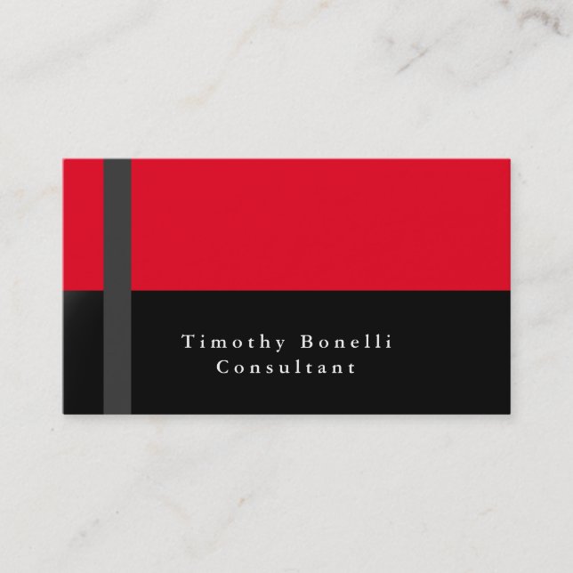 Plain Elegant Grey Black Red Professional Modern Business Card (Front)