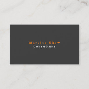 Plain Elegant Grey Orange Professional Modern Business Card