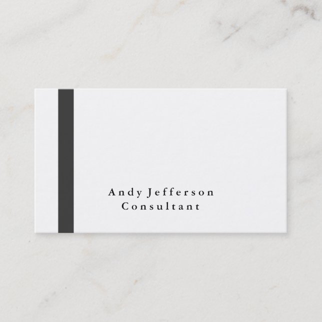 Plain Elegant Grey White Professional Modern Business Card (Front)