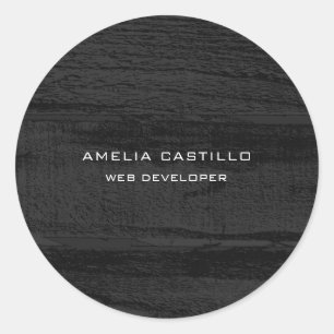 Plain Elegant Grey Wood Design Minimalist Modern Classic Round Sticker