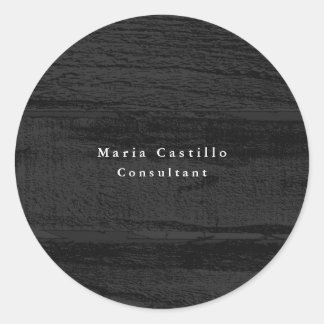 Plain Elegant Grey Wood Minimalist Modern Classic Round Sticker