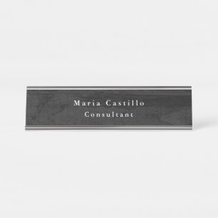 Plain Elegant Grey Wood Minimalist Modern Desk Name Plate