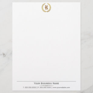 Plain Elegant Laurel Wreath Monogram Letterhead