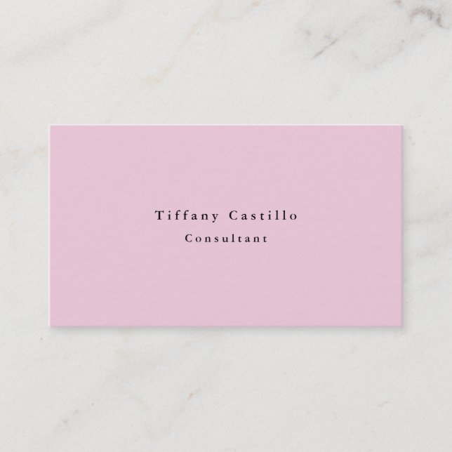 Plain Elegant Light Pink White Minimalist Modern Business Card (Front)