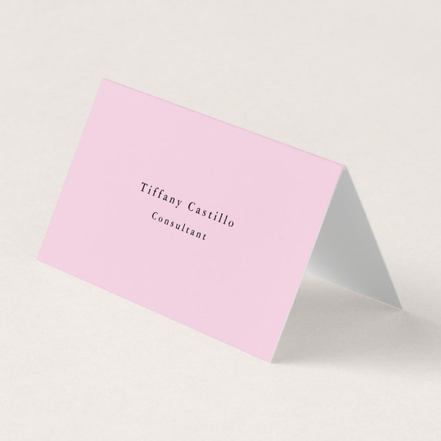 Plain Elegant Light Pink White Minimalist Modern Business Card (Front)