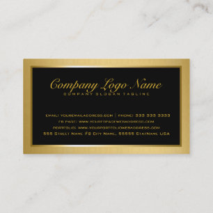 Plain Elegant Metallic Gold And Black 2 Business Card