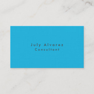 Plain Elegant Minimalist Blue Business Card