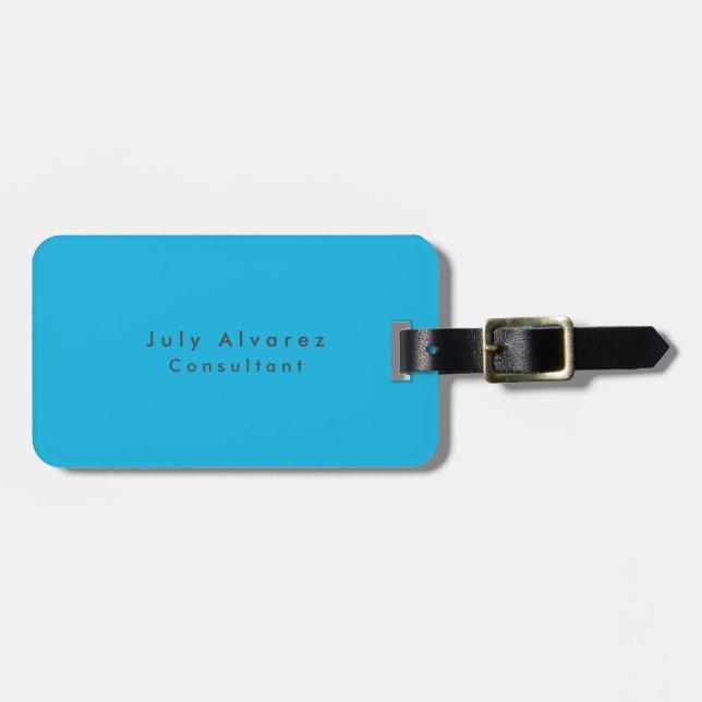 Plain Elegant Minimalist Blue Luggage Tag (Front Horizontal)