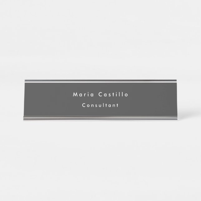 Plain Elegant Minimalist Modern Desk Name Plate (Front)