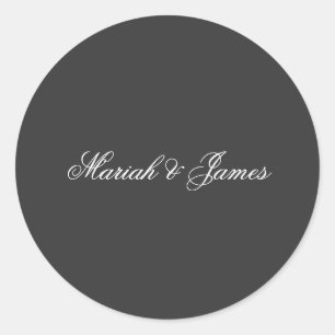 Plain Elegant Minimalist Modern Names Calligraphy Classic Round Sticker