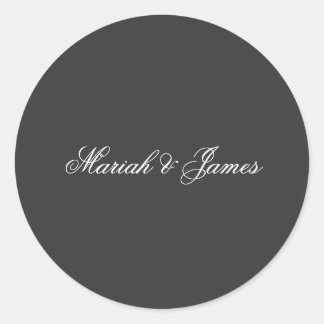 Plain Elegant Minimalist Modern Names Calligraphy Classic Round Sticker