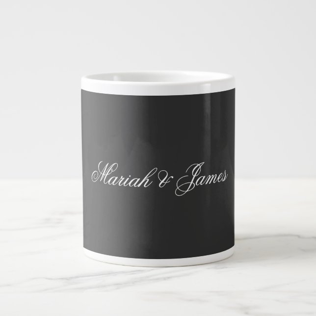 Plain Elegant Minimalist Modern Names Calligraphy Large Coffee Mug (Front)