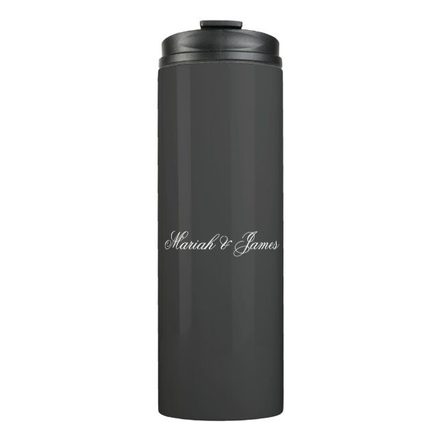 Plain Elegant Minimalist Modern Names Calligraphy Thermal Tumbler (Front)