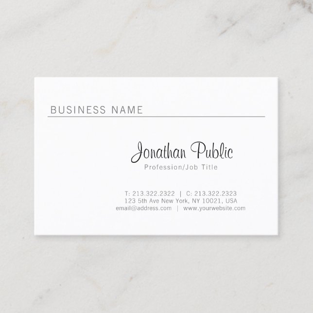 Plain Elegant Minimalistic Sleek Professional Luxe Business Card (Front)