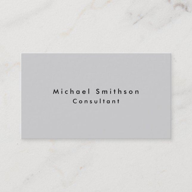 Plain Elegant Modern Light Grey Professional Business Card (Front)
