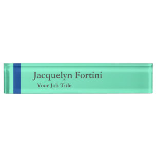 Plain Elegant Modern Minimalist Blue Nameplate