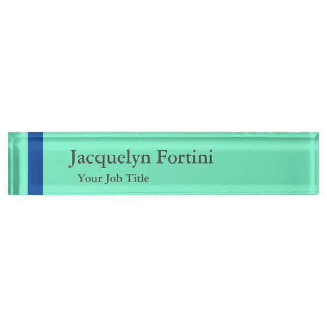 Plain Elegant Modern Minimalist Blue Nameplate (Front)